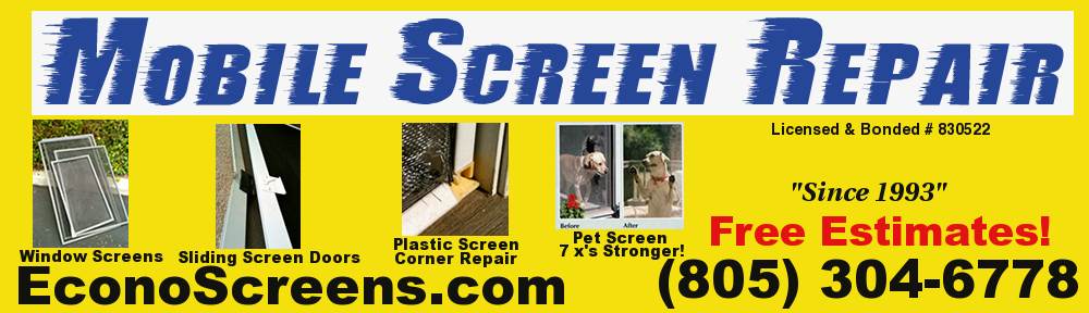 Screen Door and Window Screen Repair and Replacement Simi Valley, Thousand Oaks and Surrounding Areas.